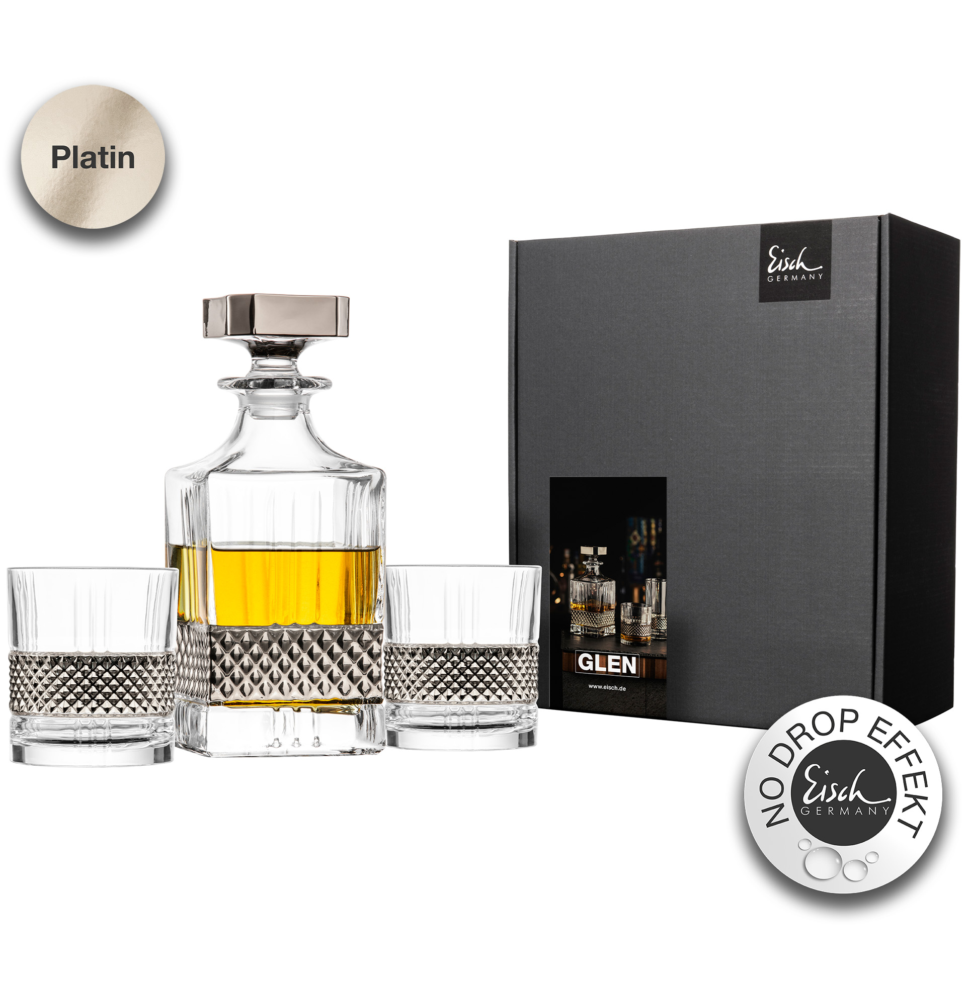 Whisky set platinum whisky carafe NO DROP with tumbler in gift box